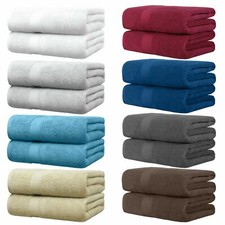 2 x Extra Large Jumbo Bath Sheets 100% Combed Cotton 650GSM Towels 90cmx180cm AU