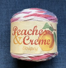 Peaches  Creme STRIPEY Cotton Yarn BEACH HOUSE 17004 Lavender Pink Iolite White