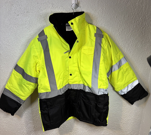 New Glo Wear 8384 Reflective Large Hi-Vis Quilted Insulated Winter Safety Jacket - Bild 1 von 11