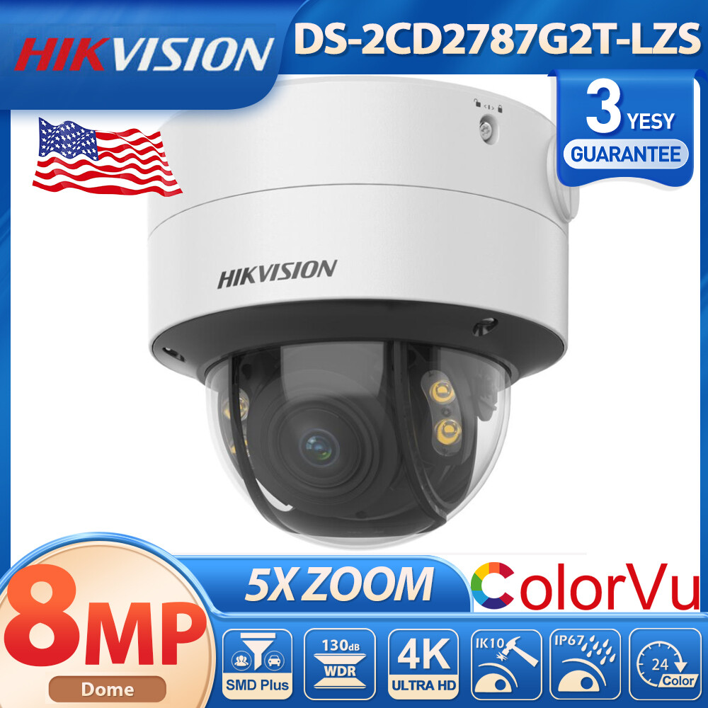 Hikvision DS-2CD2787G2T-LZS 8MP 4K ColorVu IP Camera 2.8-12mm Varifocal Lens PoE