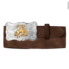 Justin Children's Bucking Bronco Buckle Embossed Cowhide Belt 18"-21"