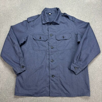 Französische Jacke Erwachsene Large blau VINTAGE Arbeitskleidung Canvas Hausarbeit Utility Herren