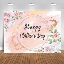 7x5FT Happy Mother's Day Backdrop Pink Flower Background Mother Festival Part...