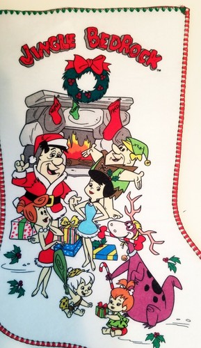 Vintage 1994 Flintstones Jingle Bedrock Christmas Stocking Hanna Barbera Felt - Picture 3 of 4