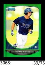 1-2013 BOWMAN CHROME DRAFT GREEN REFRACTOR THOMAS MILONE RAYS 39/75 