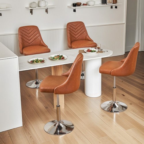 Juego de 2 taburete de bar giratorio 360 para oficina en casa con respaldo de silla asiento suave para salón - Imagen 16 de 28