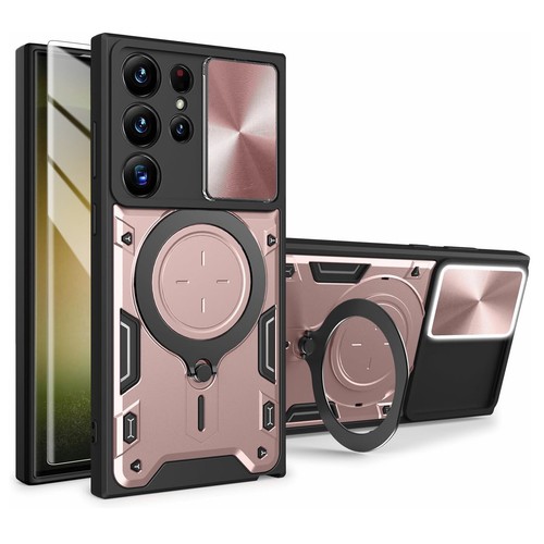 For Samsung S25 Ultra S25+ Shockproof Ring Stand Case Slide Lens Screen Cover - 第 1/18 張圖片