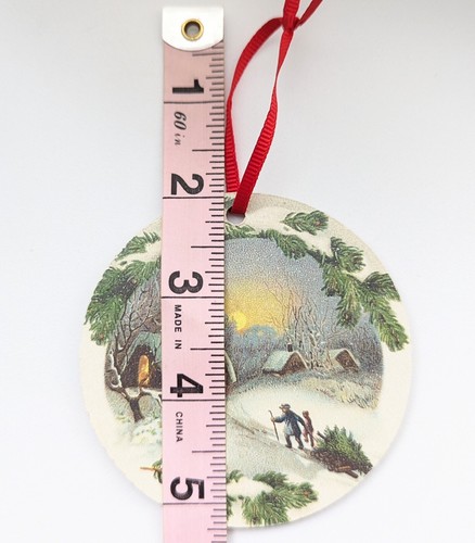 Victorian Style Christmas Ornament Pressed Cardboard Die Cut Sled Scene Winter - Picture 4 of 6