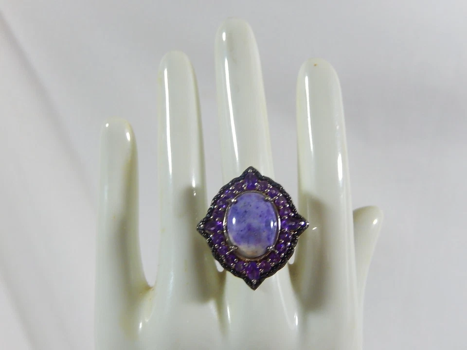CHUCK CLEMENCY 925 STERLING SILVER PURPLE JASPER AMETHYST BOLD STATEMENT RING S8 - Image 2 of 4