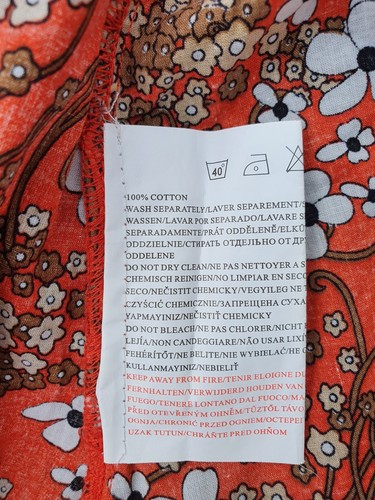 Womens Red/Orange Floral Cotton Dress New York Laundry Hippy 60s 70s UK 10 RETRO - Picture 6 of 7