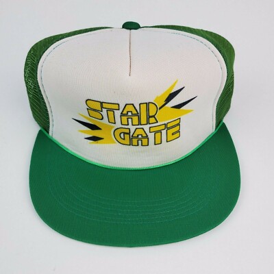 80's Vintage Star Gate Trucker Hat Snapback Mesh Back Green White Never Worn NOS