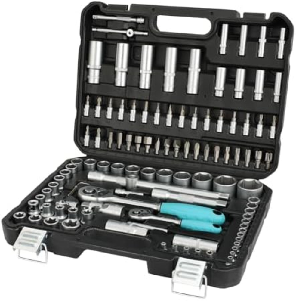 DURATECH Set di Chiavi a Bussola 108 Pezzi, 1/2" e 1/4", Cricchetto a 72 Denti,