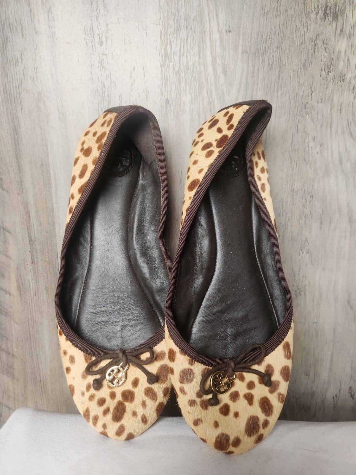 Tory Burch Cheetah Printed Balerina Pump Flats Size 7.5 M Women's