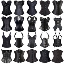 Women Black Sexy Bustier Corset Gothic Laced Waist Trainer Cincher Plus Overbust
