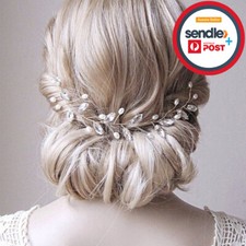 Diamante Rhinestone Crystal Acrylic Pearl Beads Wedding Bridal Hair Vine AUSTOCK