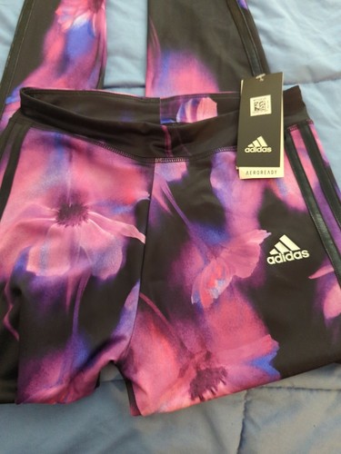adidas Allover Print Floral Tights Kids' - Picture 3 of 3