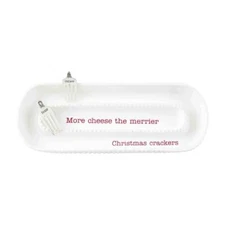 Mud Pie MORE CHEESE THE MERRIER Divided Christmas Cracker Serving Platter Set