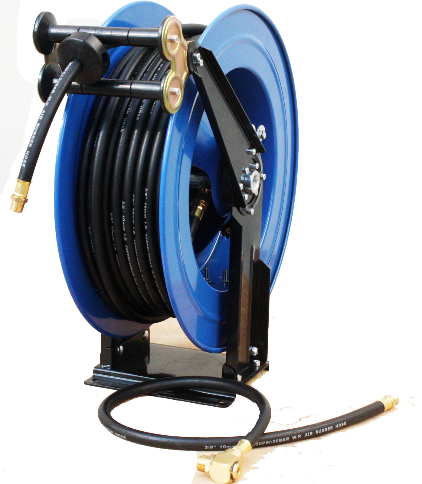 Auto Retractable 100' Air Hose Reel Ceiling Wall Mount &100ft Rubber