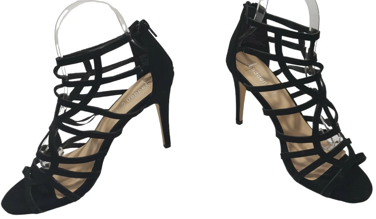 Madden Girl ~Woman Size 8.5~ Black Lace Up Open Front Heels.