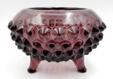 VINTAGE VIKING YESTERYEAR AMETHYST PURPLE HOBNAIL FOOTED BOWL BY BBRUELL