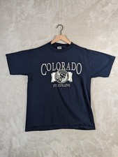 Vintage Colorado Ft. Collins T Shirt Mens L Blue Made in USA Mountains Y2k