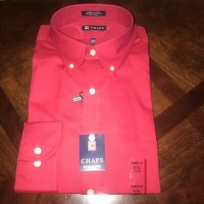 CHAPS CLASSIC FIT MENS LONG SLEEVE BUTTON DOWN SHIRT 16-161/2 34/35 RED NEW