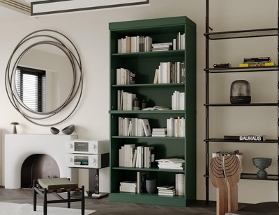 100% Solid Wood 6-Shelf Bookcase, Green, 32'' WX72'' H Renewable Eco-Friendly Wood