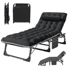 Camping Przenośne składane łóżko do spania z poduszką i materacem Leżak zewnętrzny