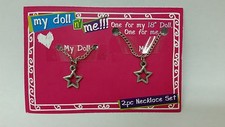 Girl's Set of Two Silver Star Necklaces For My Doll N Me
