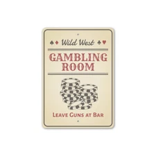 Wild West Gambling Room, Gameroom Sign, Man Cave Wall Sign, Casino Metal Sign