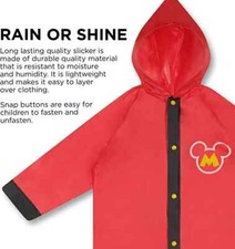 Disney Mickey Mouse Kids Umbrella with Matching Raincoat Poncho for Boys Age 2-7
