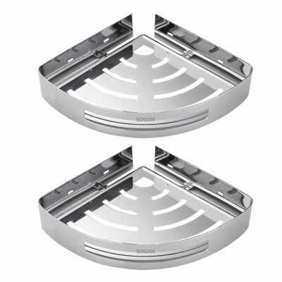 Shower Caddy Shelf Bathroom Corner Bath Storage Holder SS304 Organizer Rack 2pcs