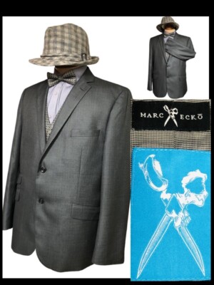 STUNNING Marc Ecko NWOT Mens  46R Charcoal Gray Spring  Blazer Sport Coat 382478