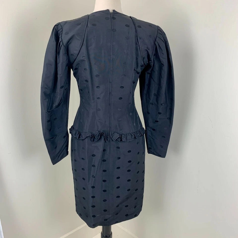 1980s Emanuel Ungaro Parallele Paris Little Black Dress 10 Sweetheart Neckline - Image 2 of 4