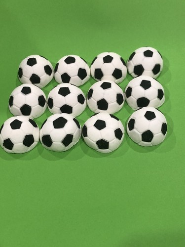 12 Edible 3D Soccer Balls Sugar Cupcake Birthday Cake Decorations - Picture 3 of 3