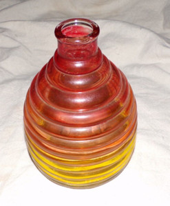Vintage Ribbed Glass Beehive Outdoor Wasp Insect Fly Trap Catcher Yellow