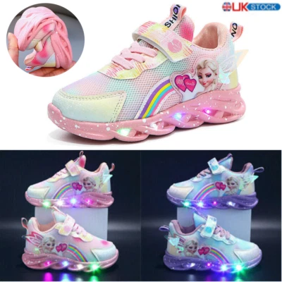 KIDS LED LUMINOUS SNEAKERS FLASHING CHILDREN GIRLS LIGHT UP TRAINERS SHOES SIZE