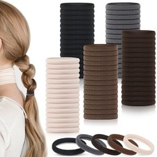 100PCS Neutral Colors Hair Ties Seamless Hair Ties Ponytail Holders Elastics ...