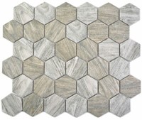 Keramikmosaik Hexagon Holz Grau Fliesenspiegel Wand 11H-0200 I 10 Mosaikmatten