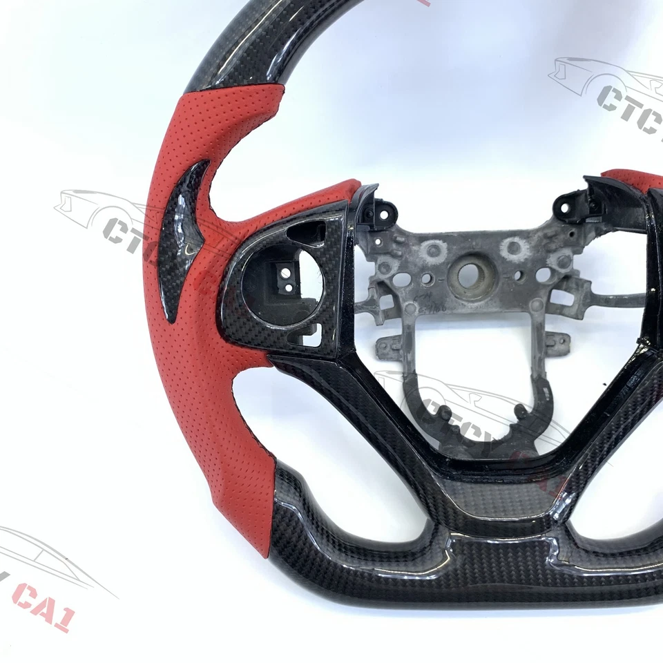 Volante de fibra de carbono personalizado para Honda CR-V 2012-2017 cuero perforado Foto 2 de 4