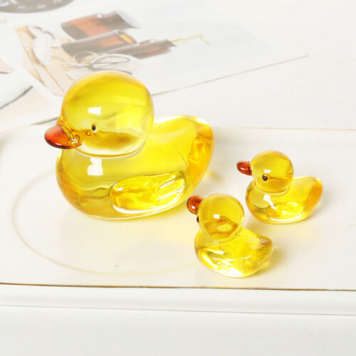 Ein Set Kristall gelbe Enten Figur Sammlerstück Glas Tier Ornament Geschenk - Bild 5 von 5