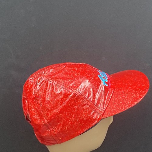 Vintage Atlantis Casino Reno Nevada Red Glitter Vinyl Stretch Back Hat Cap Loud - Picture 4 of 9