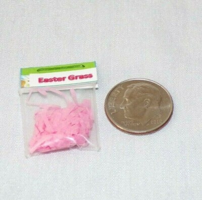 Dollhouse Miniature Easter Egg Basket Grass 1:12 Store Shop Display Package Pink