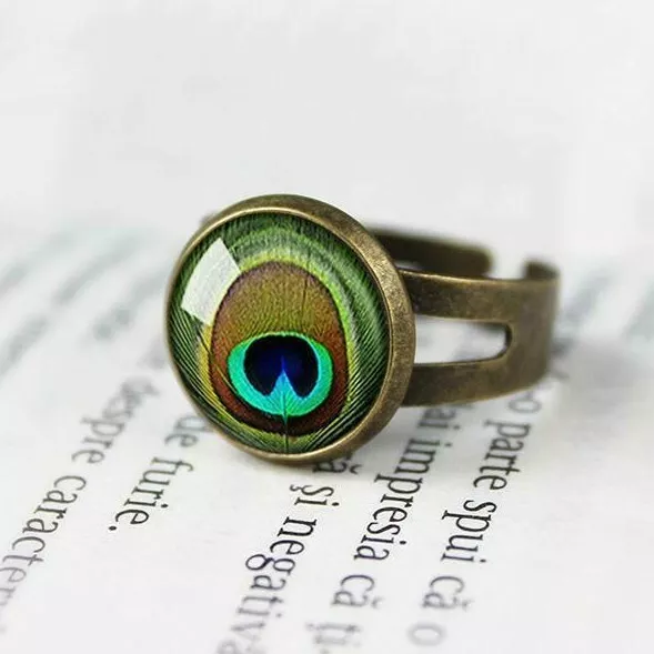 Peacock feather ring online deals
