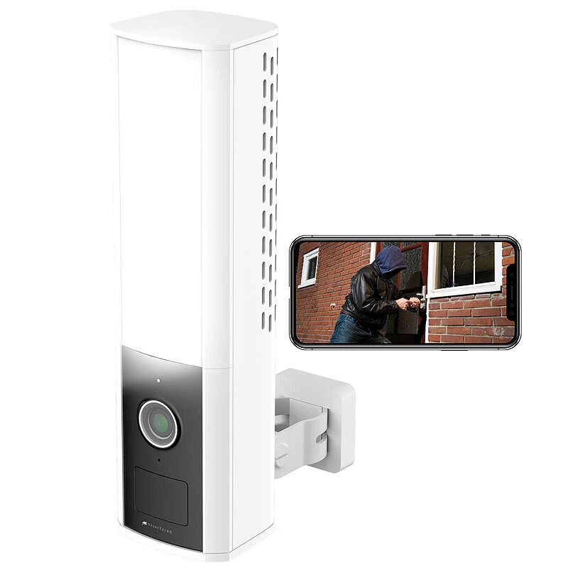 VisorTech 2er-Set LED-Außenwandleuchte & WLAN-2K-Kamera, PIR, Nachtsicht, Sirene - Bild 4 von 4