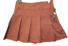 Wild Fable Women's Sz S Pleated Skirt Woven Tennis Mini A-Line Lo Rise Brown