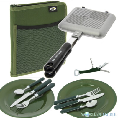 NGT Toastie Maker Sandwich Toaster UND Besteck Set Karpfenangeln Camping 