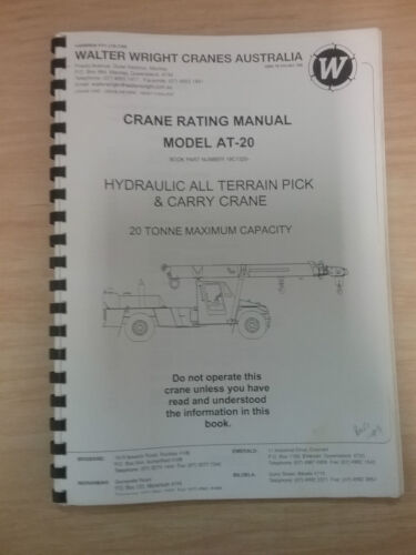 Walter Wright Cranes Rating Maunal/Catalog Model AT-20 - Picture 1 of 4