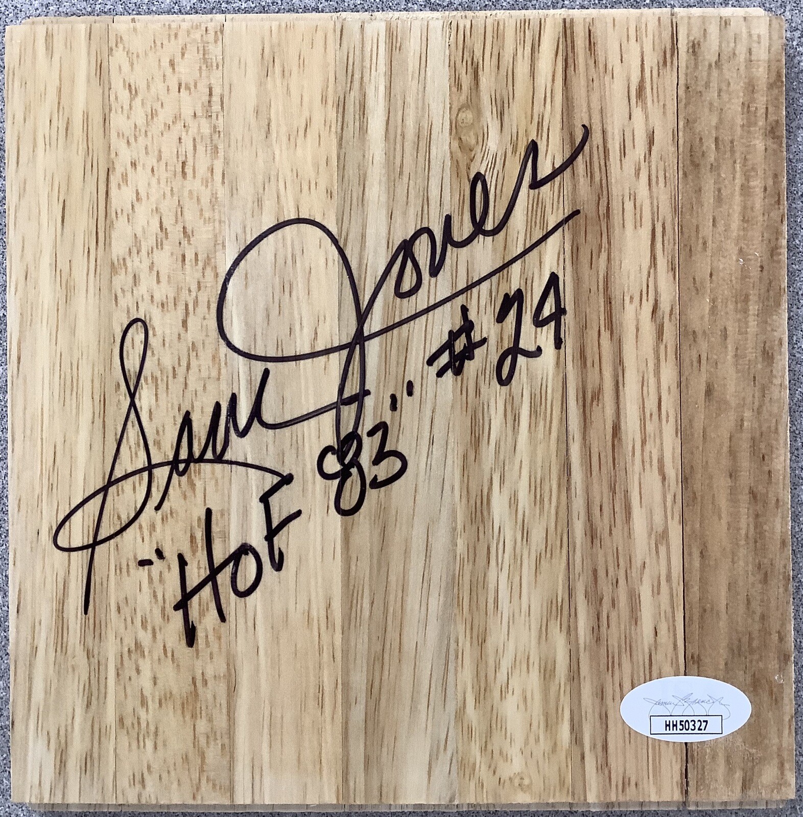 Sam Jones Autographed Signed Floor Board Basketball Court Boston Celtics Autograph Inscr JSA 