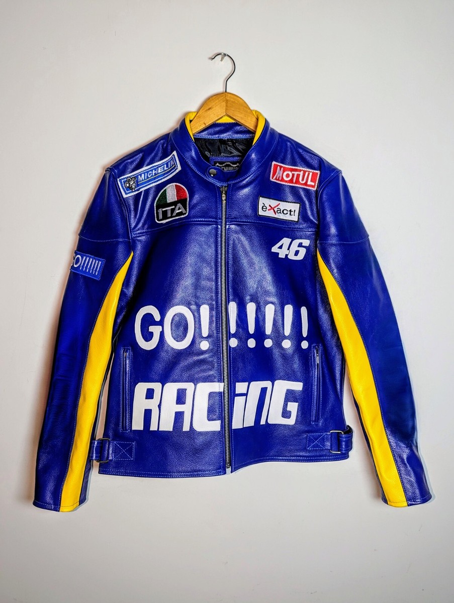 Men's Vintage Racing Leather Jacket - Bold 90s & Performance